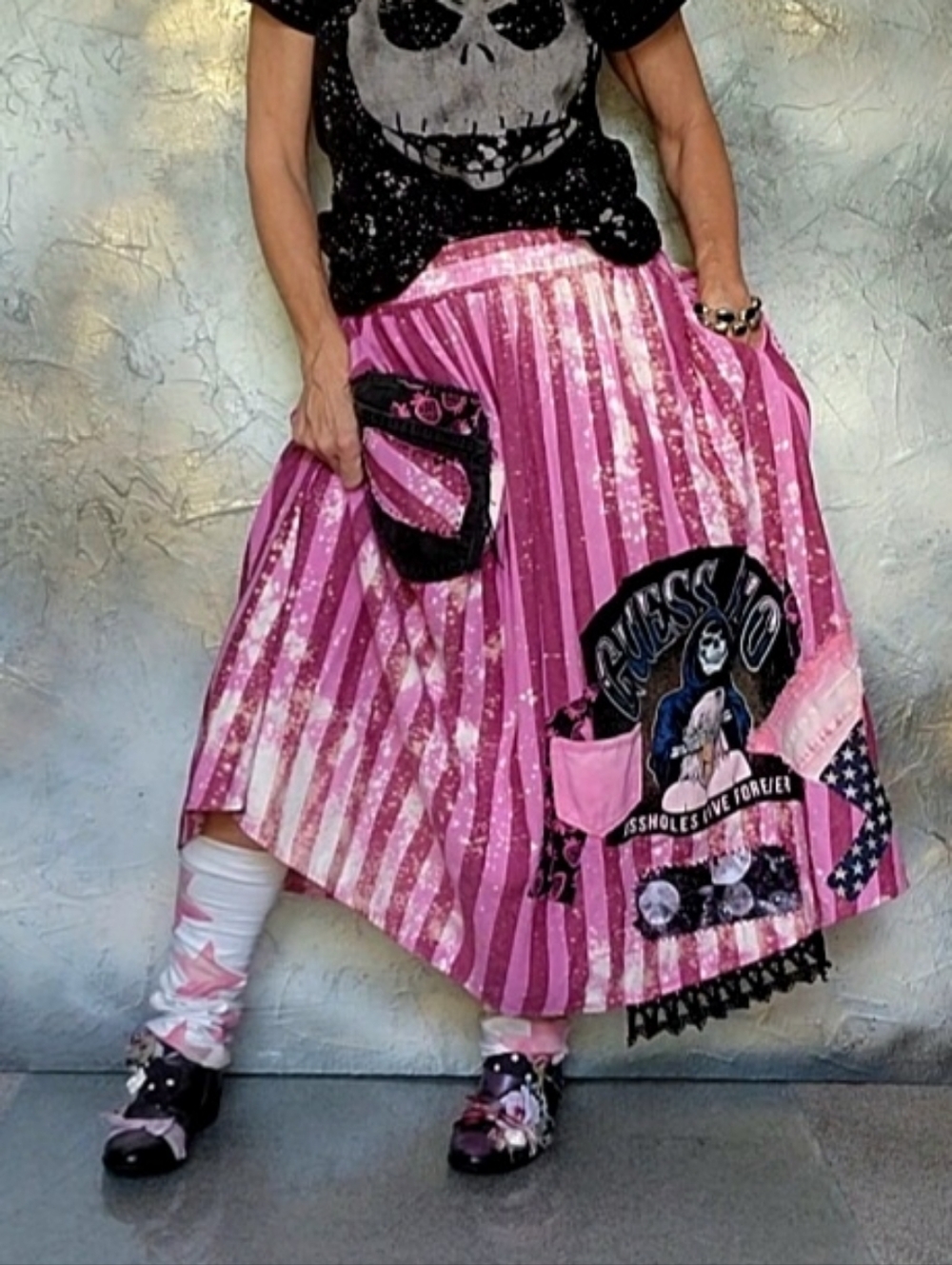 Concept Upcycled Couture Maxi Skirt Linen Zodiac Appliqué Patchwork Design